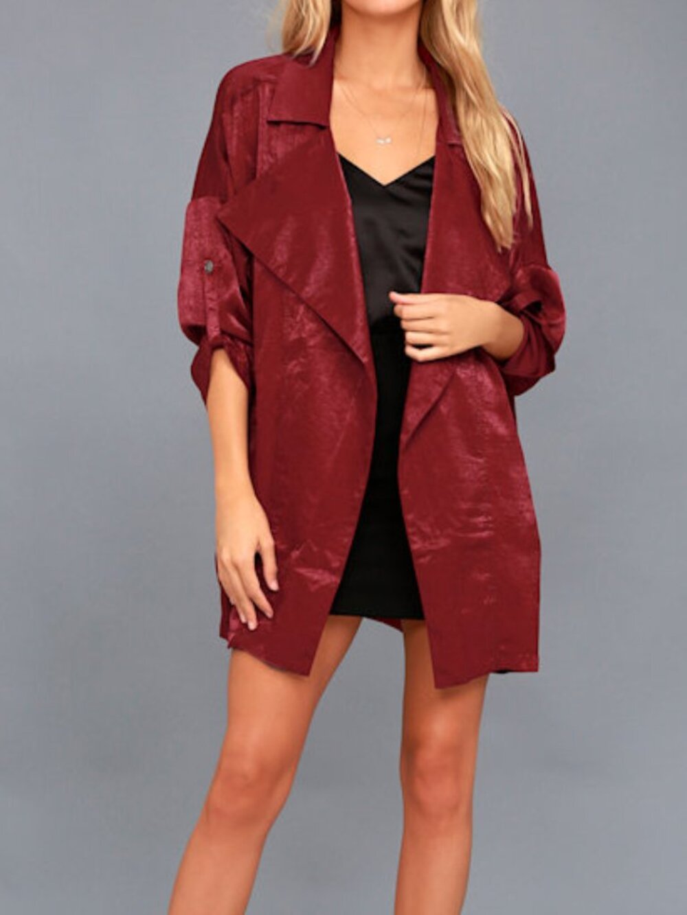 Lulus High-spirited Burgundy Satin Jacket Red - Size Small